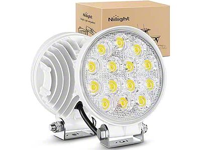 6-Inch White Round LED Lights; Flood Beam (Universal; Some Adaptation May Be Required)