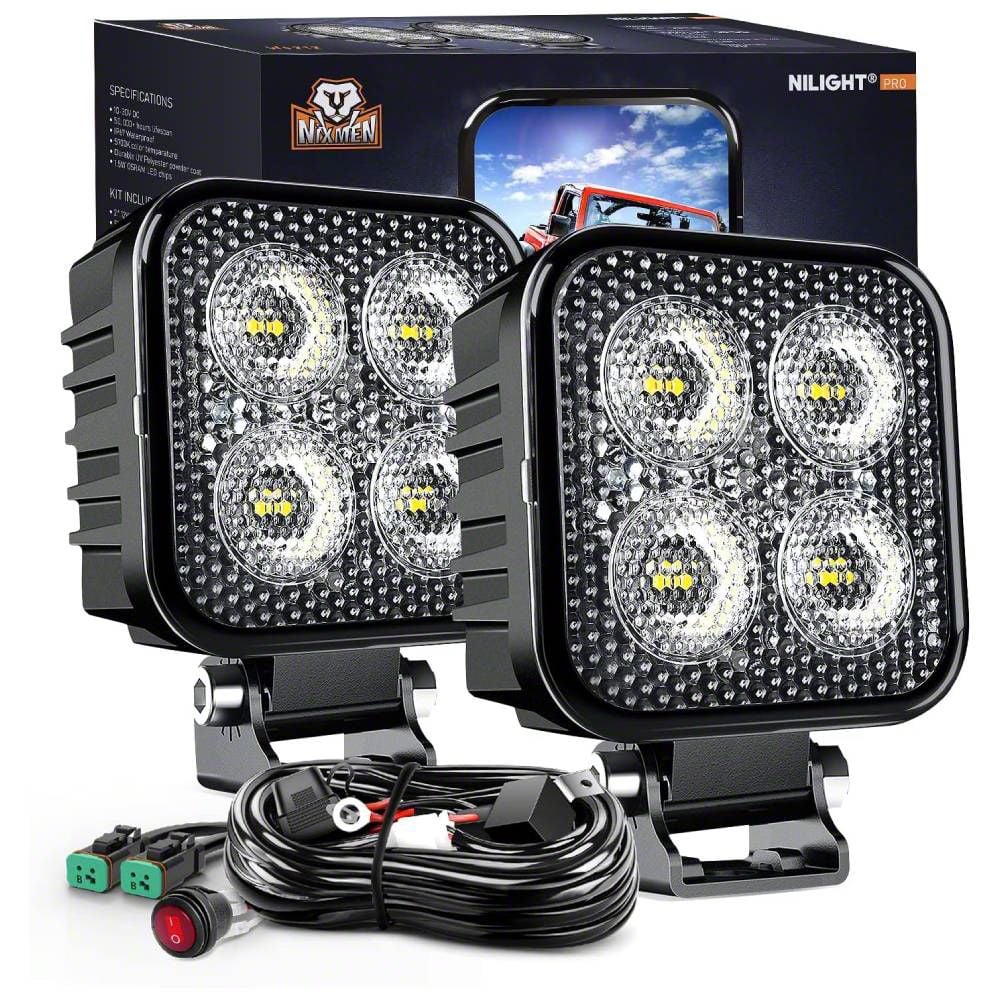 RAM 1500 3-Inch Square LED Pod Lights; Flood Beam (Universal; Some ...