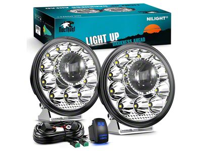 5.70-Inch Round 5D Pro Night Vision LED Lights; Flood Beam (Universal; Some Adaptation May Be Required)