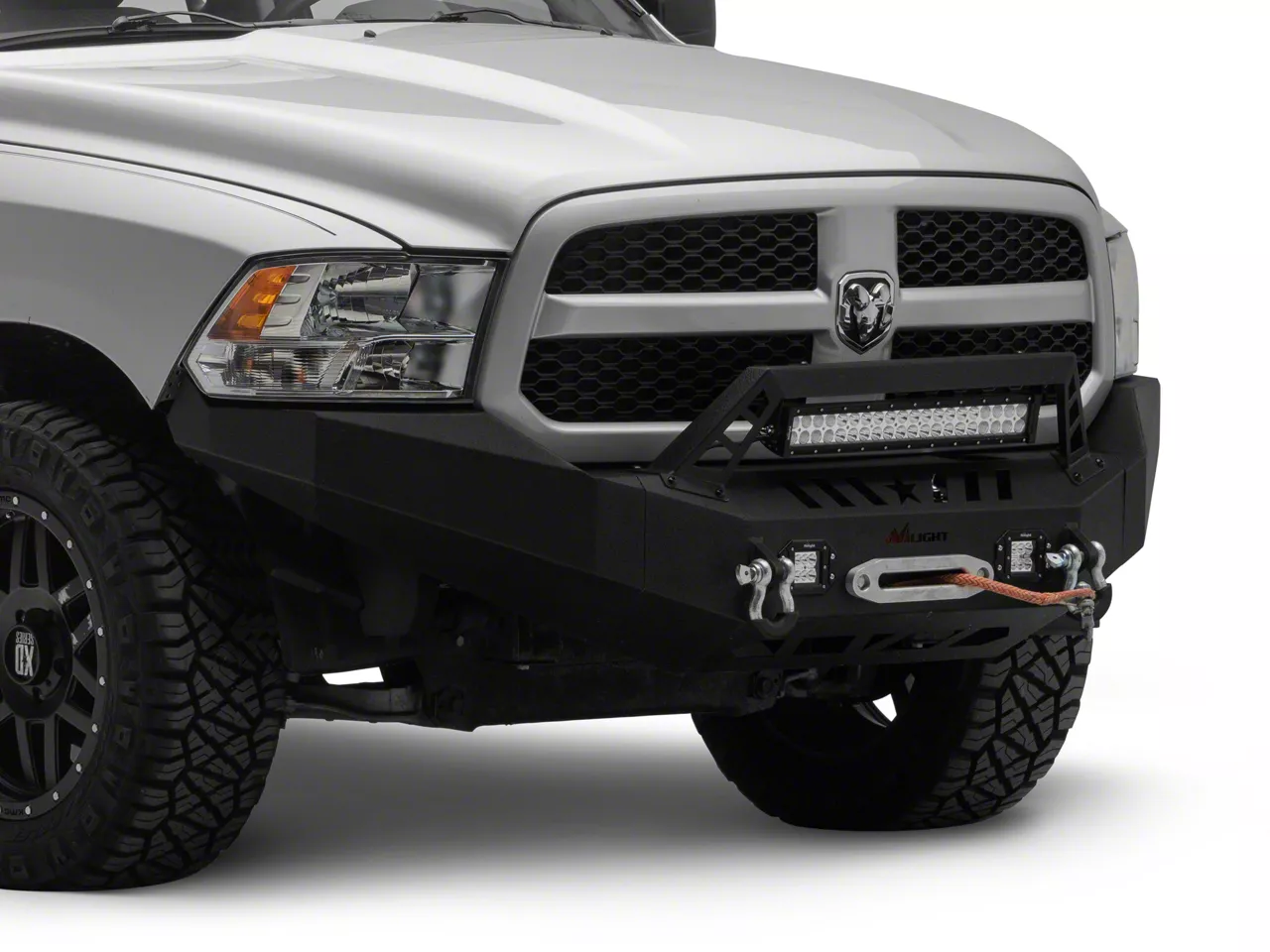 RAM 1500 Full Width Winch Mount Front Bumper with LED Lights (13-18 RAM ...