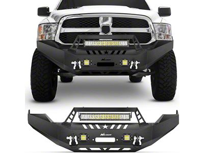 Nilight Full Width Winch Mount Front Bumper with LED Lights (13-18 RAM 1500, Excluding Rebel)