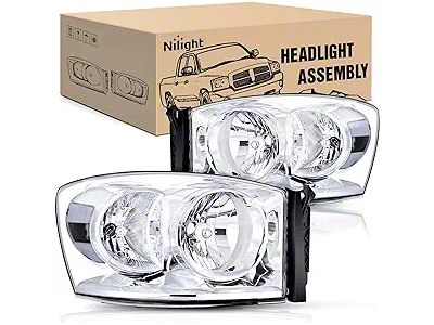 Headlights with Clear Corners; Chrome Housing; Clear Lens (06-08 RAM 1500)