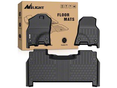 TPE Front and Rear Floor Liners; Black (19-24 RAM 1500 Crew Cab w/ Rear Under Seat Storage)