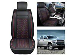 Waterproof Leather Front Seat Covers; Black and Red (09-24 RAM 1500)