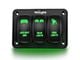 3-Gang Aluminum Rocker Switch Panel with Rocker Switches; Green LED (Universal; Some Adaptation May Be Required)