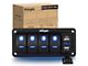 4-Gang Rocker Switch Panel with Dual USB Chargers and Voltmeter; Blue LED (Universal; Some Adaptation May Be Required)