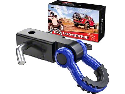 2-Inch Hitch Receiver with 3/4-Inch D-Ring Shackle; Blue (Universal; Some Adaptation May Be Required)