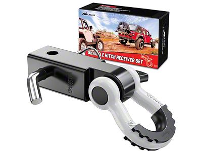 2-Inch Hitch Receiver with 3/4-Inch D-Ring Shackle; White (Universal; Some Adaptation May Be Required)