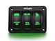 3-Gang Aluminum Rocker Switch Panel with Rocker Switches; Green LED (Universal; Some Adaptation May Be Required)