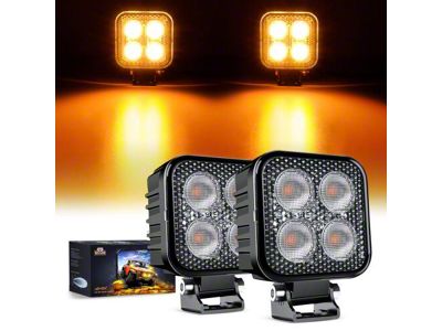 3-Inch LED Lights; 90-Degree Flood Beam; Amber (Universal; Some Adaptation May Be Required)