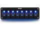 8-Gang Aluminum Rocker Switch Panel with Rocker Switches; Blue LED (Universal; Some Adaptation May Be Required)