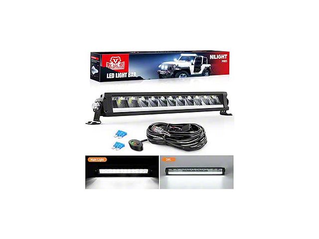 15.50-Inch Single Row LED Light Bar with DRL; Anti-Glare Flood/Spot Combo Beam (Universal; Some Adaptation May Be Required)