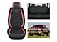 Waterproof Leather Front and Rear Seat Covers; Black and Red (07-24 Sierra 2500 HD Extended/Double Cab, Crew Cab)