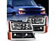 LED DRL Headlights with Amber Reflector; Black Housing; Clear Lens (03-06 Silverado 1500)