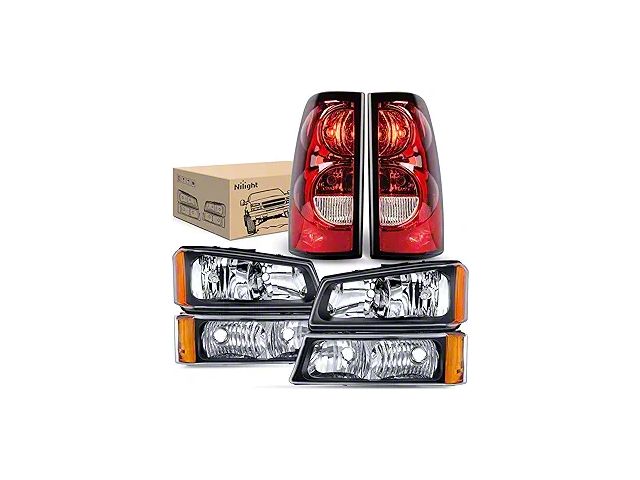 OE Style Headlight and Tail Light Combo Kit; Black Housing; Clear Lens (03-06 Silverado 1500 Fleetside)