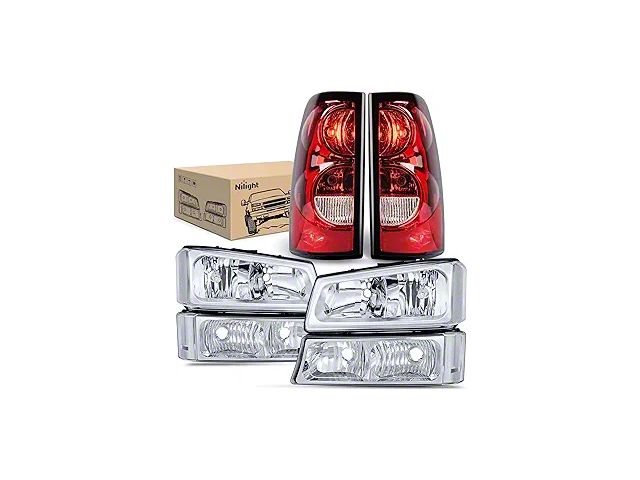 OE Style Headlight and Tail Light Combo Kit; Chrome Housing; Clear Lens (03-06 Silverado 1500 Fleetside)