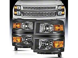 OE Style Headlights with Amber Corners; Black Housing; Clear Lens (14-15 Silverado 1500)