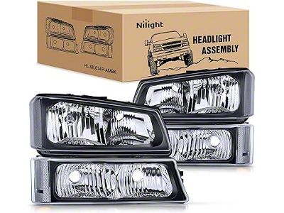 OE Style Headlights with Clear Corners; Black Housing; Clear Lens (03-06 Silverado 1500)