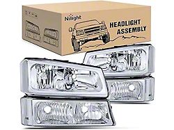 OE Style Headlights with Clear Corners; Chrome Housing; Clear Lens (03-06 Silverado 1500)