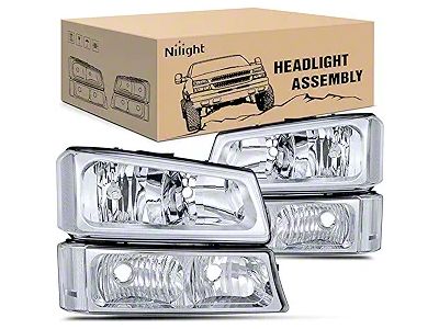 OE Style Headlights with Clear Corners; Chrome Housing; Clear Lens (03-06 Silverado 1500)