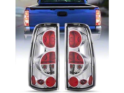 OE Style Tail Lights; Chrome Housing; Clear Lens (99-06 Silverado 1500 Fleetside)