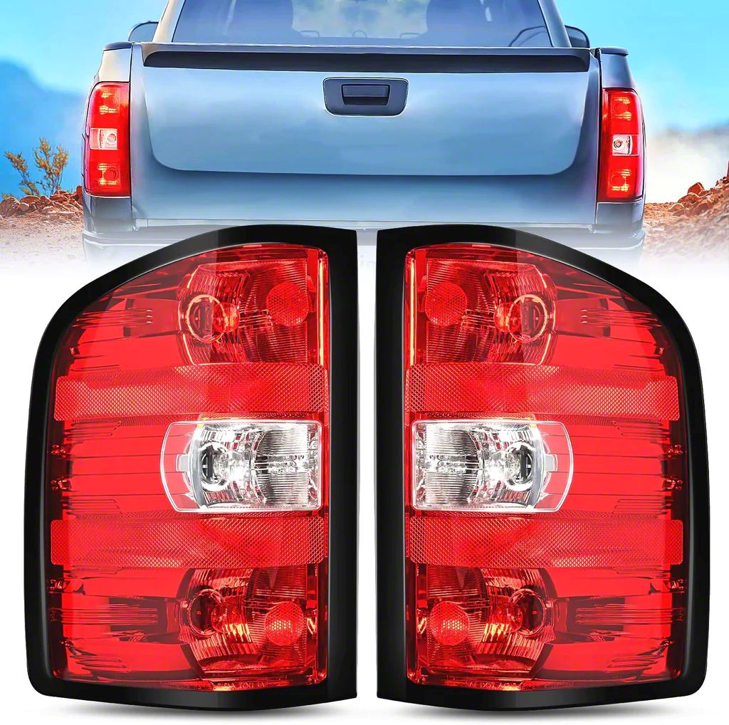 Nilight Silverado Oe Style Tail Lights Chrome Housing Red Lens