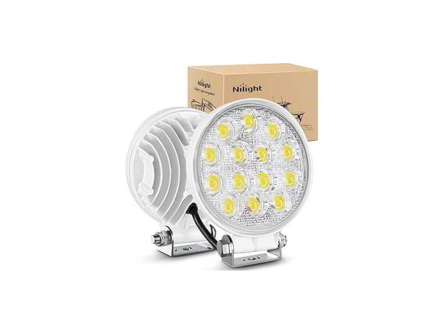 6-Inch White Round LED Lights; Flood Beam (Universal; Some Adaptation May Be Required)