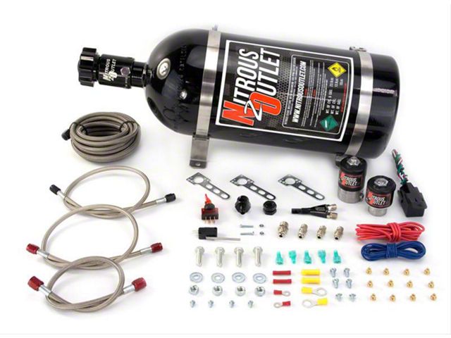 Nitrous Outlet EFI Single Nozzle System; 15 lb. Bottle (07-24 Sierra 3500 HD)