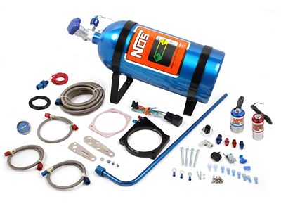 NOS Plate Wet Nitrous System for 102mm or 105mm 4-Bolt Cable Throttle Bodies; Blue Bottle (01-12 6.0L, 6.2L Sierra 1500)