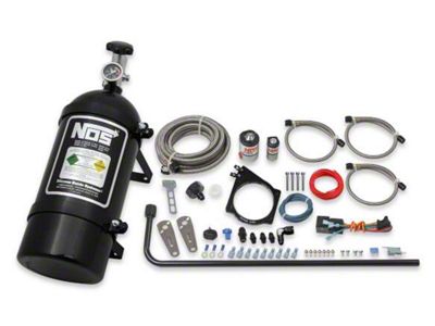 NOS Plate Wet Nitrous System for 102mm or 105mm 4-Bolt Cable Throttle Bodies; Black Bottle (03-12 6.0L, 6.2L Silverado 1500)