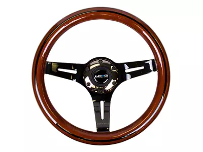 NRG Innovations Classic Wood Grain 310mm Steering Wheel; Black and Mahogany (Universal; Some Adaptation May Be Required)