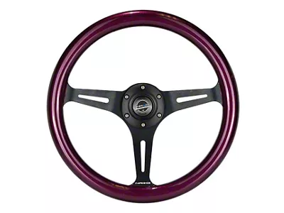 NRG Innovations Classic Wood Grain 350mm Steering Wheel; Black and Purple Pearl (Universal; Some Adaptation May Be Required)