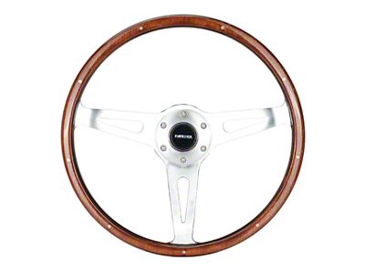 NRG Innovations Classic Wood Grain 380mm Steering Wheel; Chrome and Oak (Universal; Some Adaptation May Be Required)