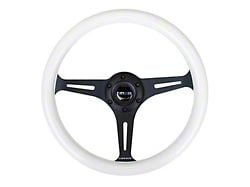 NRG Innovations Classic Wood Grain 350mm Steering Wheel; Black and Blue Glow In The Dark (Universal; Some Adaptation May Be Required)