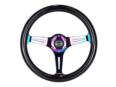 NRG Innovations Classic Wood Grain 350mm Steering Wheel; Neochrome and Galaxy Black (Universal; Some Adaptation May Be Required)