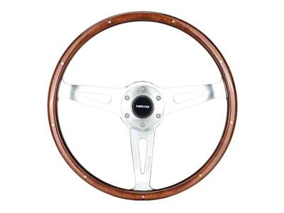 NRG Innovations Classic Wood Grain 380mm Steering Wheel; Chrome and Oak (Universal; Some Adaptation May Be Required)