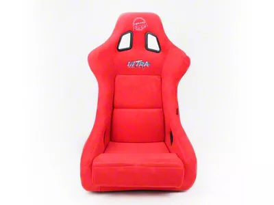 NRG Innovations Prisma Ultra Large Bucket Seat; Red Alcantara and Gold Back (Universal; Some Adaptation May Be Required)