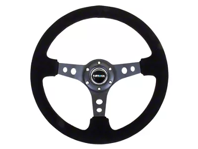 NRG Innovations Sport 350mm 3-Inch Deep Dish Steering Wheel with Holes; Black Suede (Universal; Some Adaptation May Be Required)