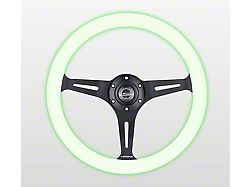 NRG Innovations Classic Wood Grain 350mm Steering Wheel; Black and Glow In The Dark (Universal; Some Adaptation May Be Required)