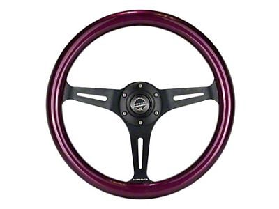 NRG Innovations Classic Wood Grain 350mm Steering Wheel; Black and Purple Pearl (Universal; Some Adaptation May Be Required)