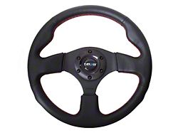 NRG Innovations Racing Steering Wheel; Suede; Black with Red Stitching (Universal; Some Adaptation May Be Required)