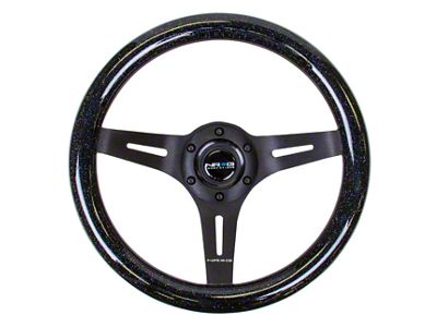 NRG Innovations Classic Wood Grain 310mm Steering Wheel; Black and Sparkled Black (Universal; Some Adaptation May Be Required)