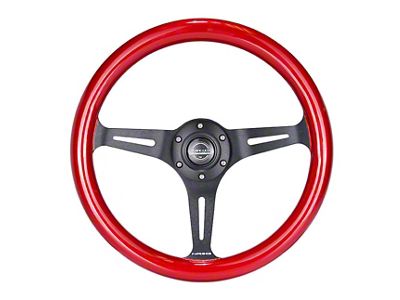 NRG Innovations Classic Wood Grain 350mm Steering Wheel; Black and Red Pearl (Universal; Some Adaptation May Be Required)