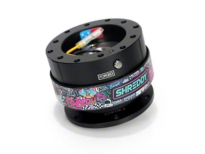 NRG Innovations 2.0 Steering Wheel Hub Quick Release; Black with Shreddy Ring (Universal; Some Adaptation May Be Required)