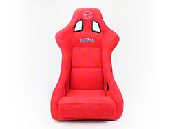 NRG Innovations Prisma Ultra Large Bucket Seat; Red Alcantara and Gold Back (Universal; Some Adaptation May Be Required)