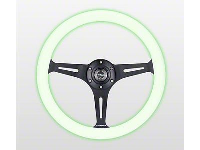 NRG Innovations Classic Wood Grain 350mm Steering Wheel; Black and Glow In The Dark (Universal; Some Adaptation May Be Required)