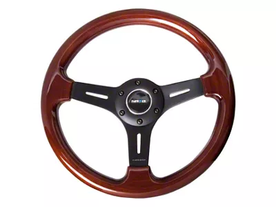 NRG Innovations Classic Wood Grain 350mm Steering Wheel; Black and Mahogany (Universal; Some Adaptation May Be Required)