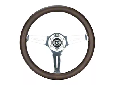 NRG Innovations Classic Wood Grain 350mm Steering Wheel; Chrome and Oak (Universal; Some Adaptation May Be Required)