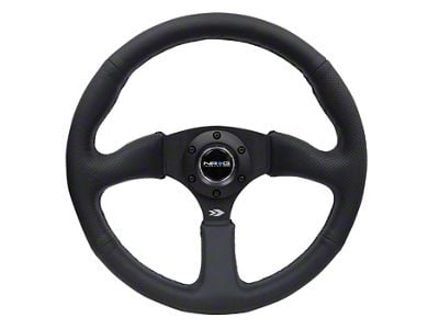 NRG Innovations Sport 350mm 2-Inch Deep Steering Wheel; Black Leather (Universal; Some Adaptation May Be Required)