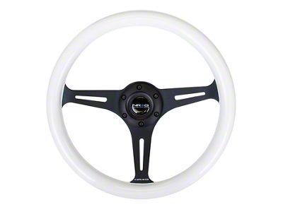 NRG Innovations Classic Wood Grain 350mm Steering Wheel; Black and Blue Glow In The Dark (Universal; Some Adaptation May Be Required)